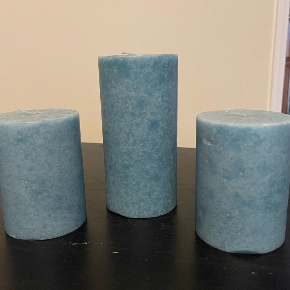 Teal Pillar Candle Set